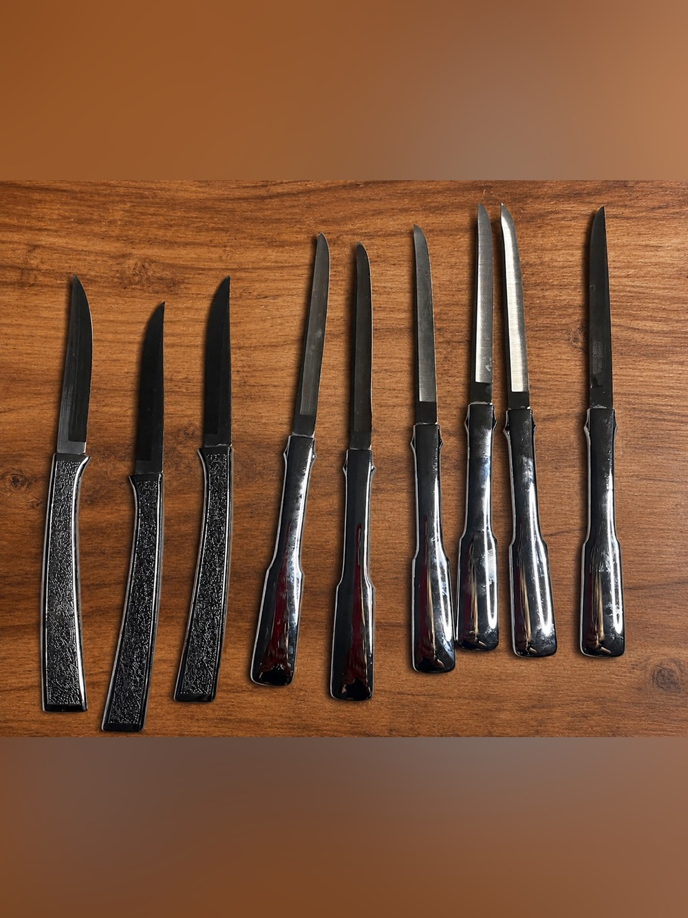 Vintage Carvel Hall Steak Knives Set of 9 Made in USA Stainless MCM 1960s / 70s
